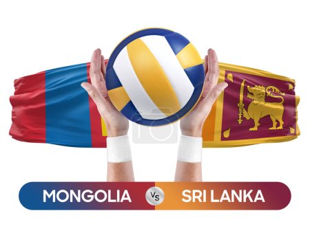 Photo for Mongolia vs Sri Lanka national teams volleyball volley ball match competition concept. - Royalty Free Image