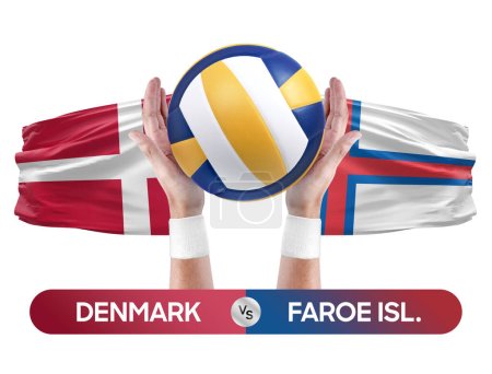 Denmark vs Faroe Islands national teams volleyball volley ball match competition concept.