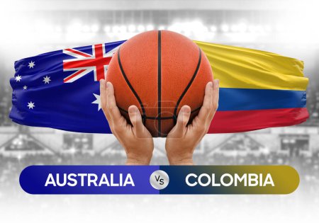 Photo for Australia vs Colombia national basketball teams basket ball match competition cup concept image - Royalty Free Image
