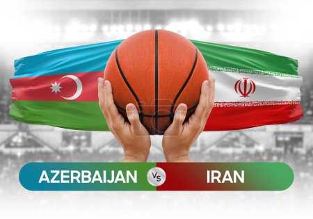 Téléchargez les photos : Azerbaïdjan vs Iran équipes nationales de basket-ball match de basket-ball coupe concept image - en image libre de droit