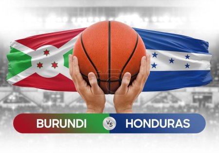 Photo for Burundi vs Honduras national basketball teams basket ball match competition cup concept image - Royalty Free Image