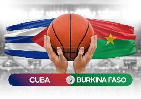 Photo for Cuba vs Burkina Faso national basketball teams basket ball match competition cup concept image - Royalty Free Image