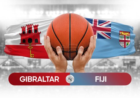 Foto de Gibraltar vs Fiyi equipos nacionales de baloncesto pelota partido competición copa concepto imagen - Imagen libre de derechos