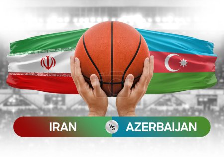 Téléchargez les photos : Iran vs Azerbaïdjan équipes nationales de basket-ball match de basket-ball coupe concept image - en image libre de droit