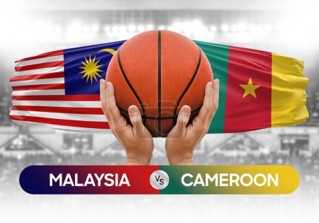 Photo for Malaysia vs Cameroon national basketball teams basket ball match competition cup concept image - Royalty Free Image