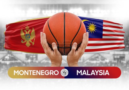 Photo for Montenegro vs Malaysia national basketball teams basket ball match competition cup concept image - Royalty Free Image