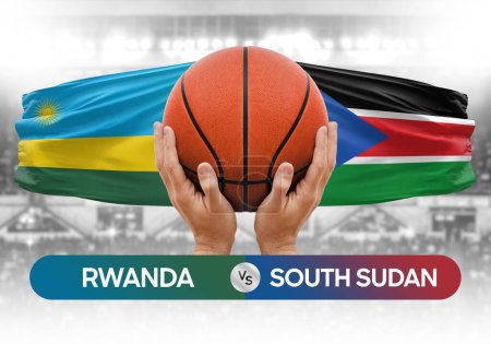 Photo for Rwanda vs South Sudan national basketball teams basket ball match competition cup concept image - Royalty Free Image