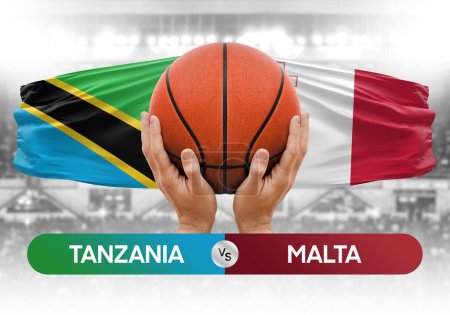Photo for Tanzania vs Malta national basketball teams basket ball match competition cup concept image - Royalty Free Image
