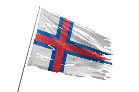 Faroe Islands torn flag on transparent background.
