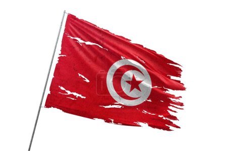 Téléchargez les photos : Tunisie déchiré drapeau sur fond transparent. - en image libre de droit