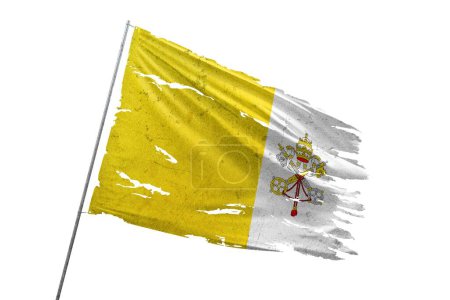 Holy See torn flag on transparent background.
