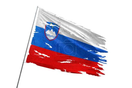 Téléchargez les photos : Slovénie déchiré drapeau sur fond transparent. - en image libre de droit