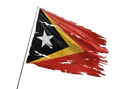 Timor Leste torn flag on transparent background.