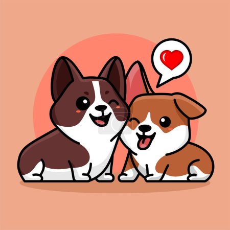 Photo for Cute character vector of two dog, This image is large enough and can be re-edited, the image can be used as an illustration on t-shirts, posters, magazines and more. - Royalty Free Image