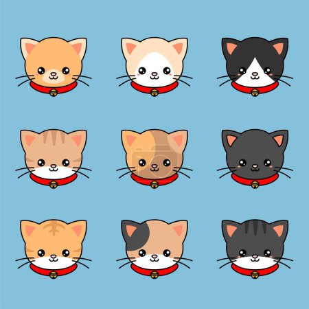 Photo for Mascot Vector Illustration Of Various Types Of Cute Cat Heads - Royalty Free Image