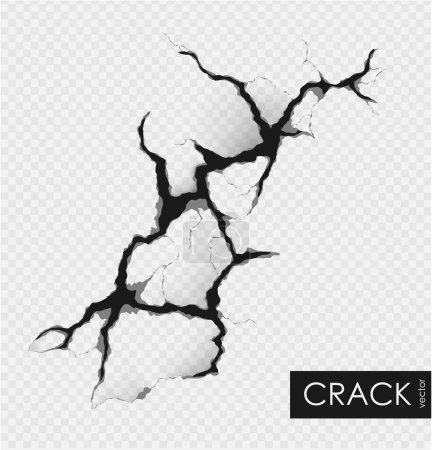 Illustration for Crack on the wall with broken pieces. Vector illustration - Royalty Free Image