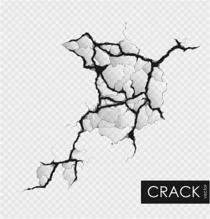 Illustration for Crack on the wall with broken pieces. Vector illustration - Royalty Free Image