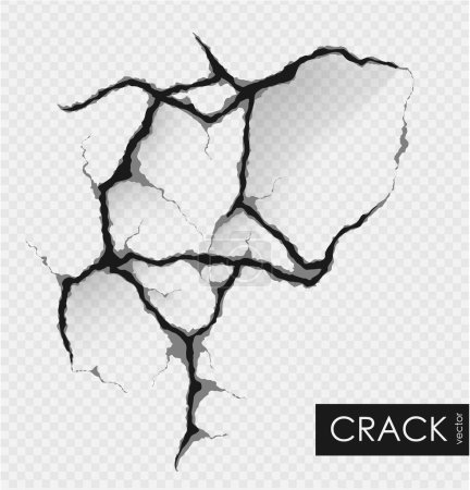 Photo for Crack on the wall with broken pieces. Vector illustration - Royalty Free Image