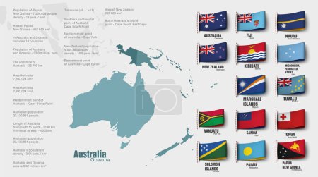 Illustration for The oceania map divided by countries. Vector illustration - Royalty Free Image