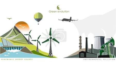 Illustration for Renewable energy concept of the green evolution. Vector illustration - Royalty Free Image