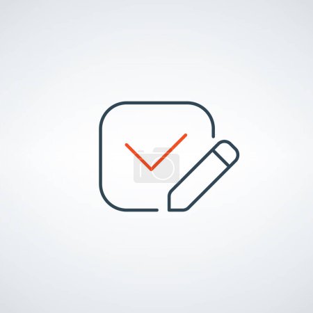 Ilustración de Checklist, survey or report editable stroke outline icon. Write checkmark. Stock vector illustration isolated - Imagen libre de derechos