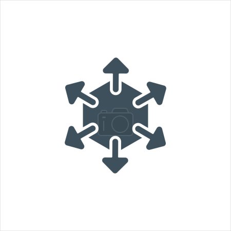 Ilustración de Difundir el icono de distribución de flechas hacia el exterior. extender el símbolo de negocio. esquema de propagación de propagación. Stock vector ilustración aislado - Imagen libre de derechos