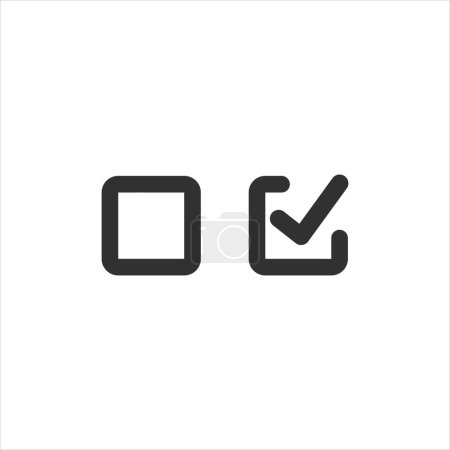Illustration for Checkbox set with blank and checked checkbox line art vector icon for apps and websites - Royalty Free Image