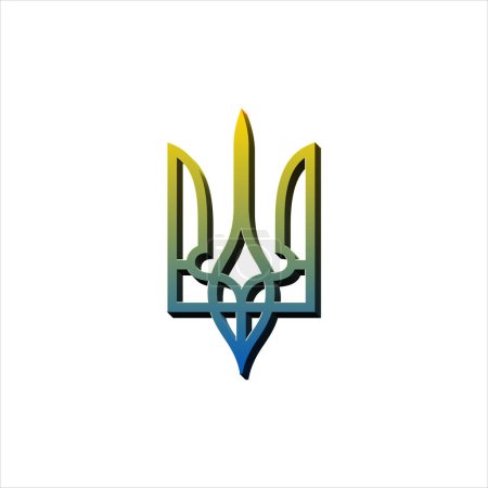 Ilustración de Escudo de armas de Ucrania emblema del Estado Nacional símbolo ucraniano Tridente icono. Stock vector ilustración aislado - Imagen libre de derechos