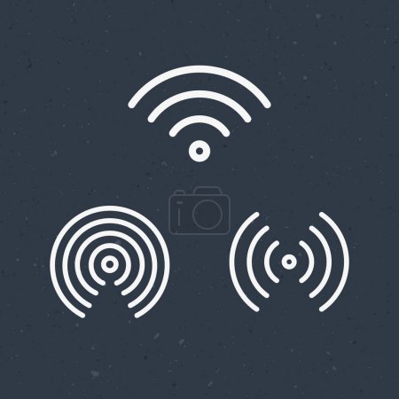 Ilustración de Conexión de señal de sonido wifi, símbolo de logotipo de onda de radio de sonido. ilustración vectorial aislado - Imagen libre de derechos