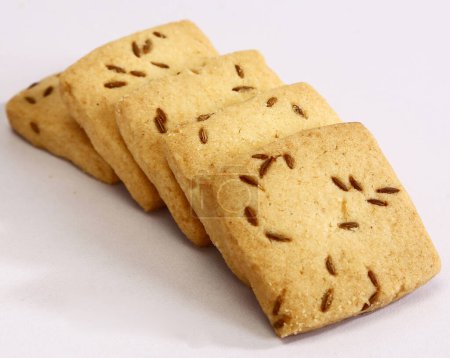 Téléchargez les photos : Biscuits salés Jeera, Biscuits maison aux graines de cumin - en image libre de droit
