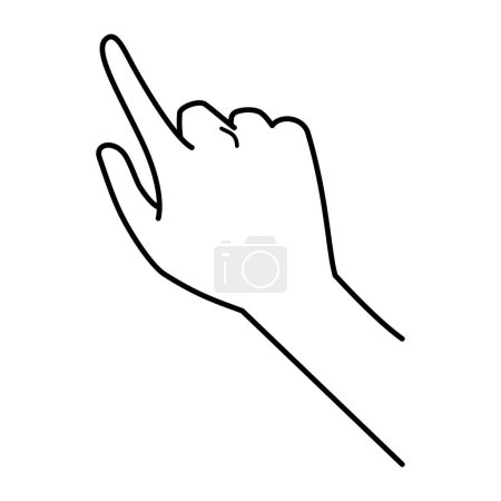 Foto de Hand gesture, index finger pointing up, monochrome line illustration - Imagen libre de derechos