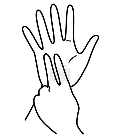 Foto de Hand gesture, hand sign, number 7, both hands, monochrome illustration - Imagen libre de derechos
