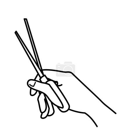 Foto de Hand holding a scissors, monochrome illustration - Imagen libre de derechos