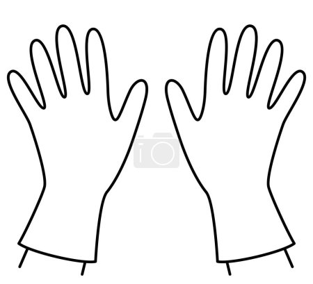 Foto de Pair rubber gloves, monochrome illustration - Imagen libre de derechos