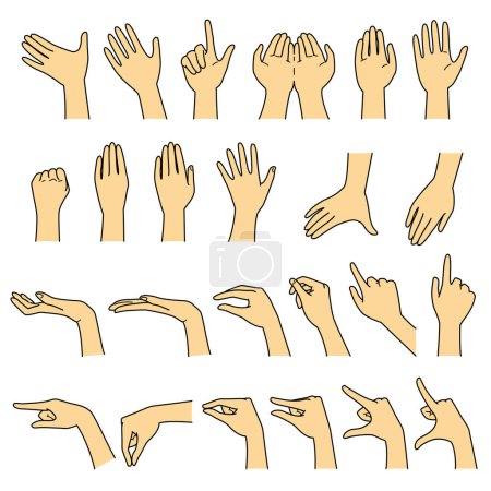 Illustrazione per Hand gestures 01, set di file vettoriali - Immagini Royalty Free
