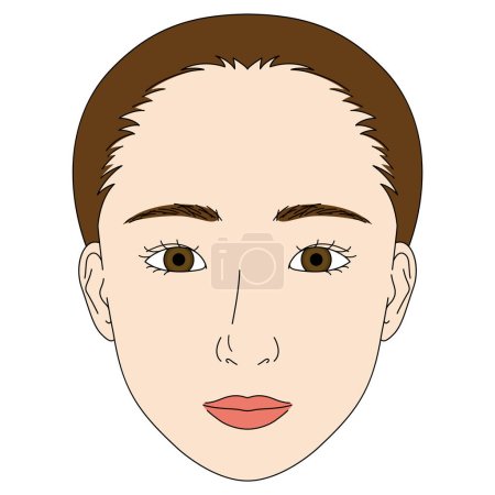 Illustration for Woman face, hidden double eyelid eyes, epicanthal fold, Almond eyes - Royalty Free Image