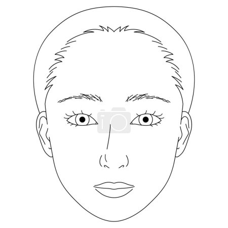 Illustration pour Visage de femme, couvercle mono, yeux d'amande, illustration de contour - image libre de droit