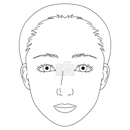 Illustration for Woman face, double eyelids, downturned eyes ,outline illustration - Royalty Free Image