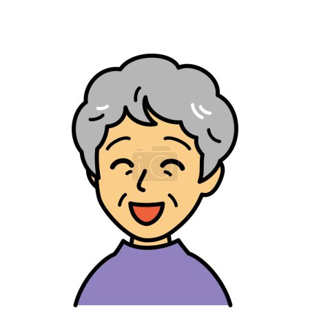 Téléchargez les illustrations : Gentle old woman, smiling, vector illustration - en licence libre de droit