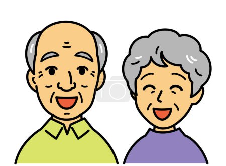 Téléchargez les illustrations : Gentle old man and woman, smiling, vector illustration - en licence libre de droit