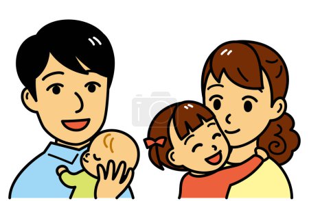 young family, parents and children, vector illustration