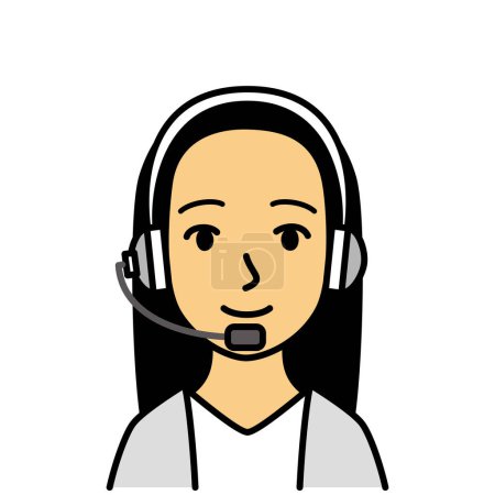junge Frau mit Mikrofon-Headset, Vektor, Illustration