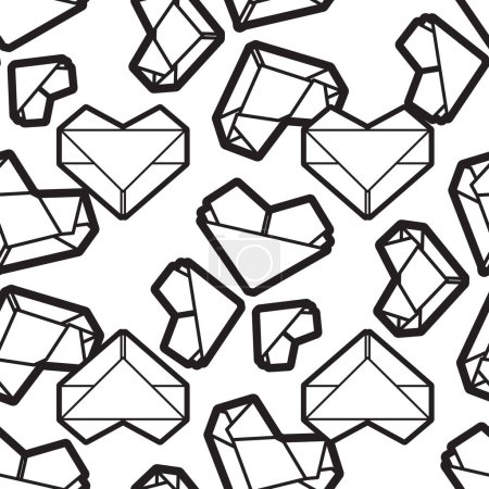 Photo for A beautiful seamless surface pattern design of origami heart. A cute illustration featuring the ancient art of paper folding from Japan. A fun coloring page and book for the whole family. - Royalty Free Image