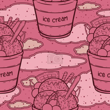 Foto de Tres cucharada de diseño del patrón de superficie de helado como libro para colorear y página - Imagen libre de derechos
