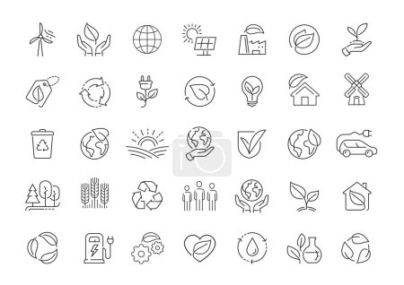 Photo for Ecology and Environment, ui icons set in linear style. Eco concept. Symbols and signs with thin outline - Royalty Free Image