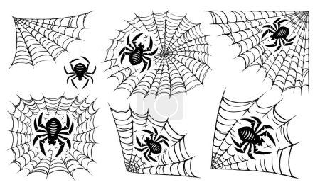 Téléchargez les photos : Toile d'araignée isolée. Ensemble Cobweb. Illustration concept Halloween - en image libre de droit