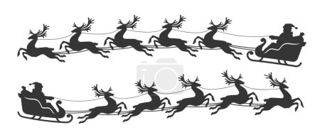 Foto de Silueta de Santa Claus en un trineo volando con renos. Símbolo de Navidad y Año Nuevo, ilustración - Imagen libre de derechos
