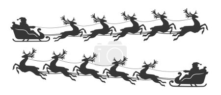 Foto de Silueta de Santa Claus en un trineo lleno de regalos con renos voladores. Feliz Navidad y Feliz Año Nuevo decoración - Imagen libre de derechos