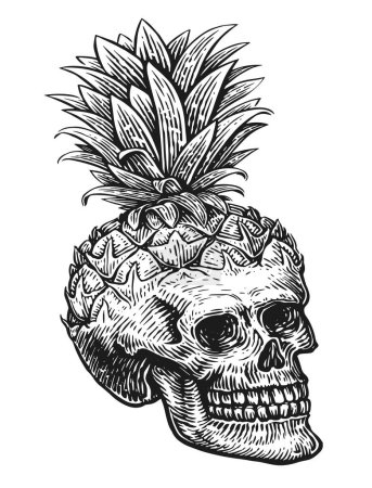 Photo for Human skull. Hand drawn creative skeleton. Sketch vintage illustration - Royalty Free Image