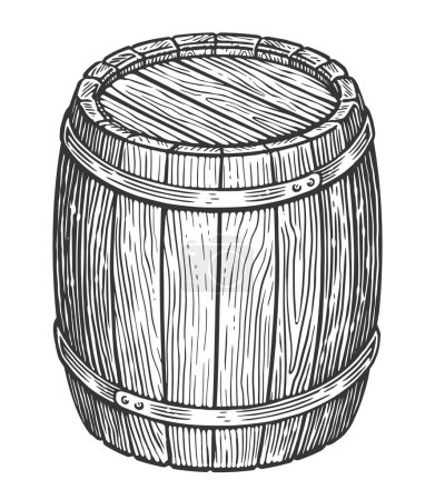 Photo for Oak wooden barrel engraving style. Hand drawn sketch drawing - Royalty Free Image
